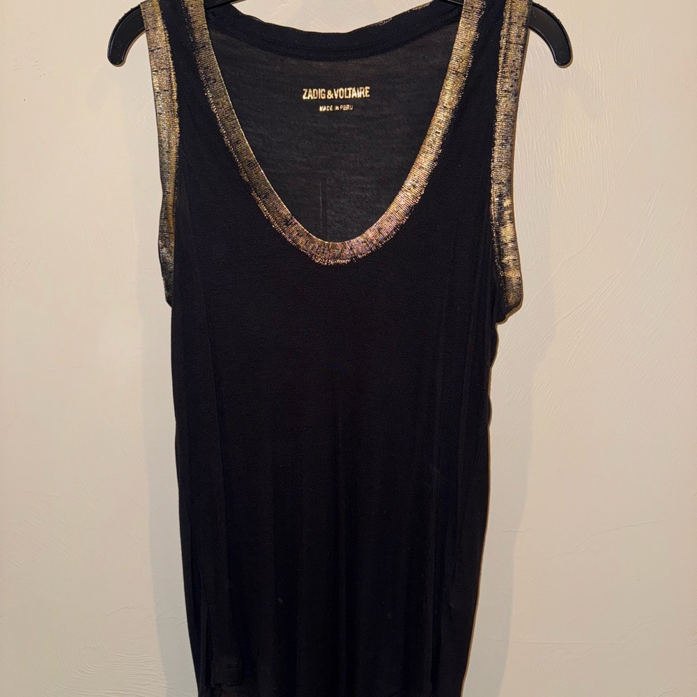 Zadig & Voltaire Black and Gold Women's Top